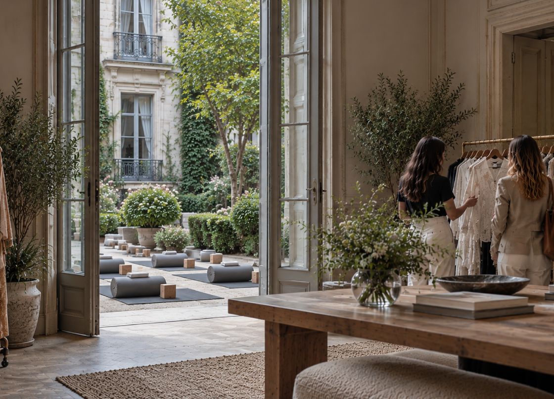 Private meditation garden and fashion showroom in a Madrid palacete