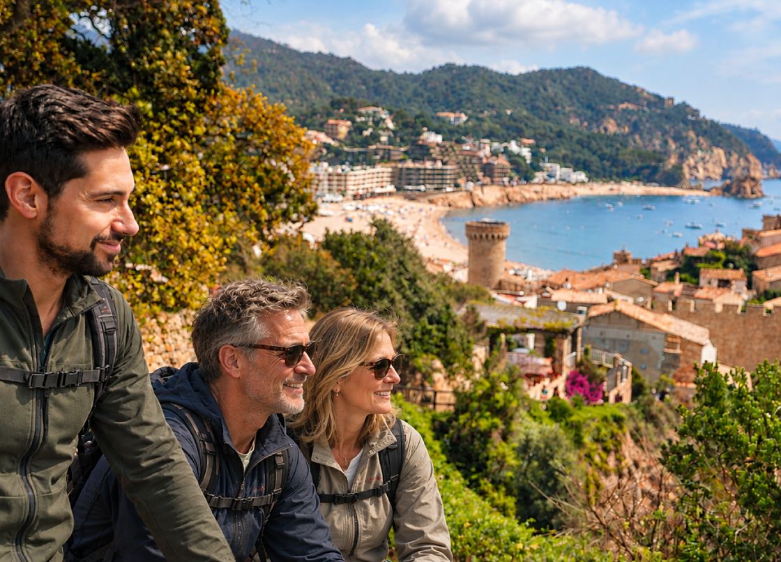 Walking the Camí de Ronda coastal path above the coves of the Costa Brava