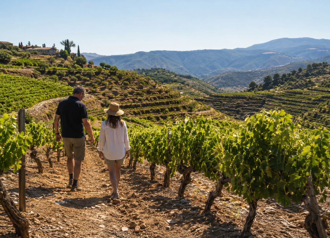 Vineyard terraces on llicorella slate in the Priorat, Catalonia