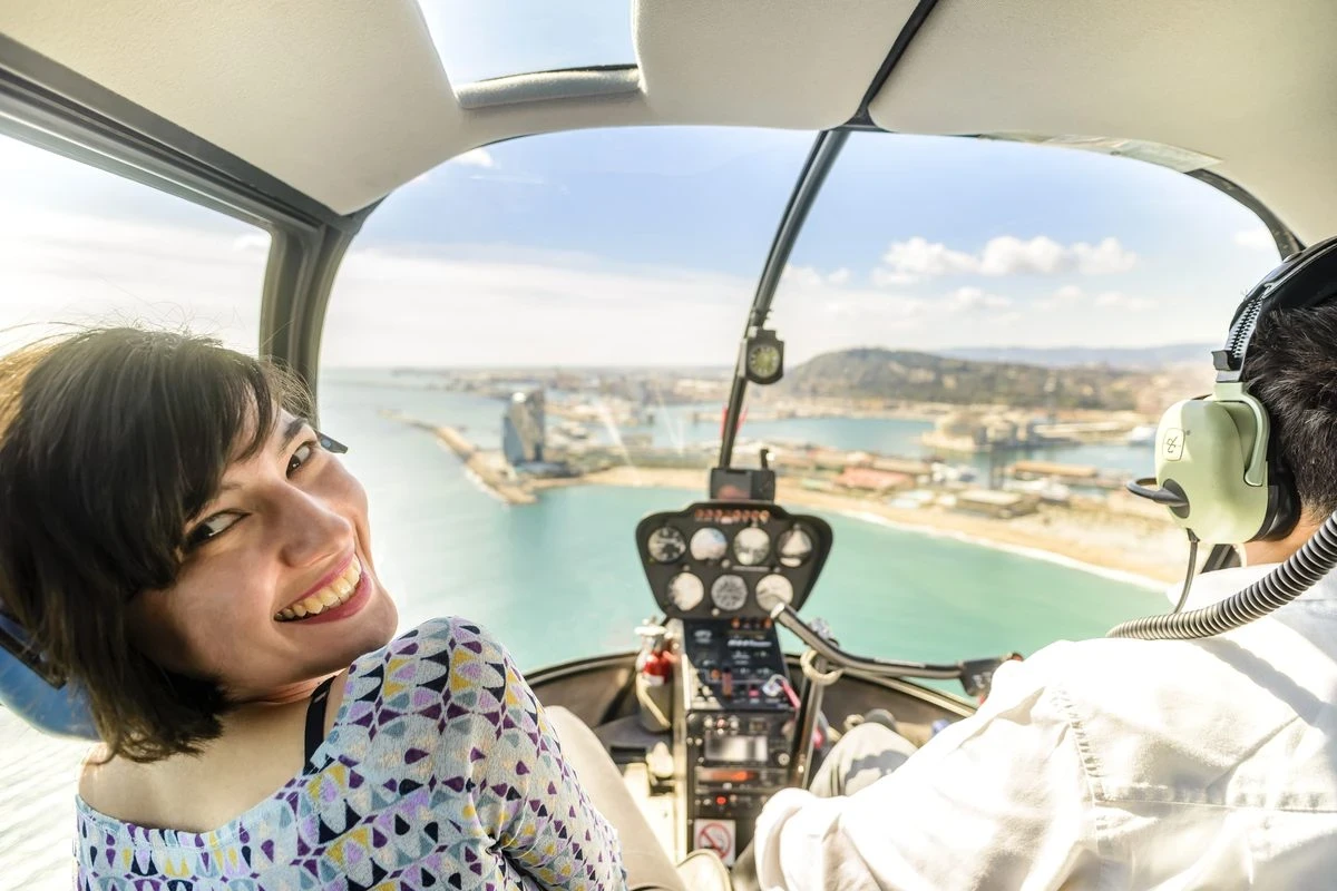 Barcelona Helicopter Flight over the Coastline
